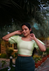 Pista Green Puff Sleeve Blouse - The Maternity Store by Preethiwear