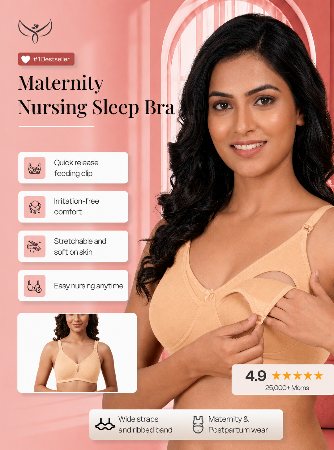 Clip-down Nursing Bra – Bamboo Cotton