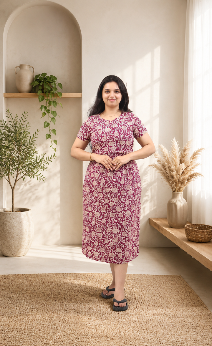 Kalpana3 SoftCotton Calf Length Maternity Loungewear