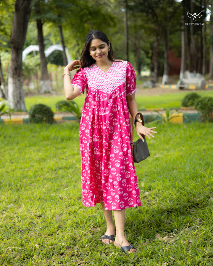 Silviya Maternity Dress with Center Zip  (PREORDER-JULY16)