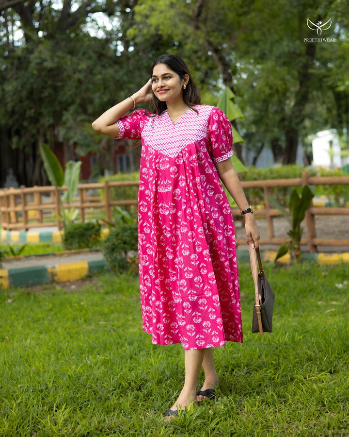 Silviya Maternity Dress with Center Zip  (PREORDER-JULY16)