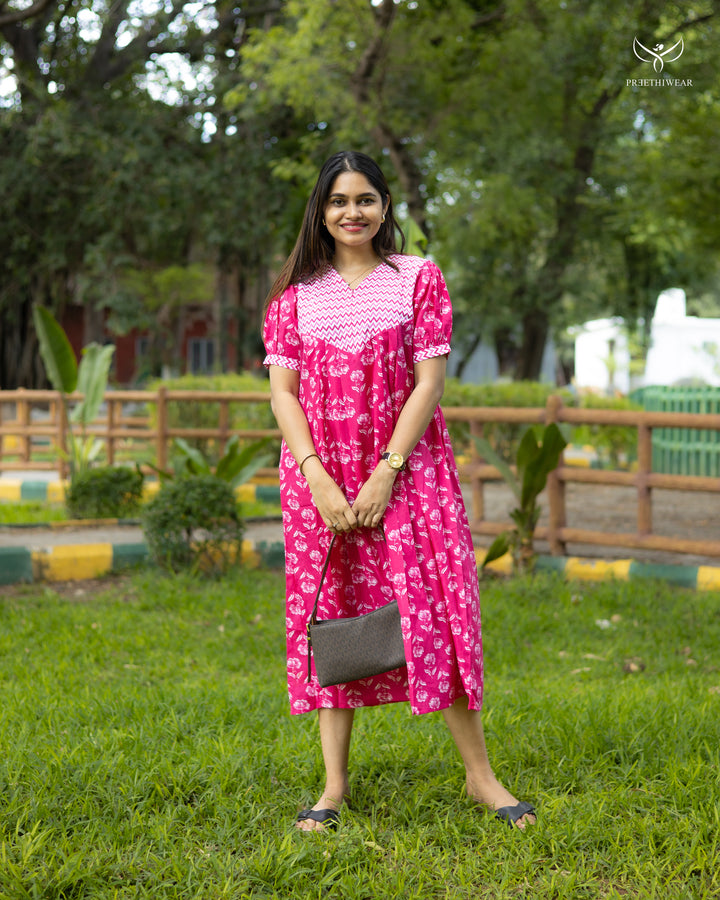 Silviya Maternity Dress with Center Zip  (PREORDER-JULY16)