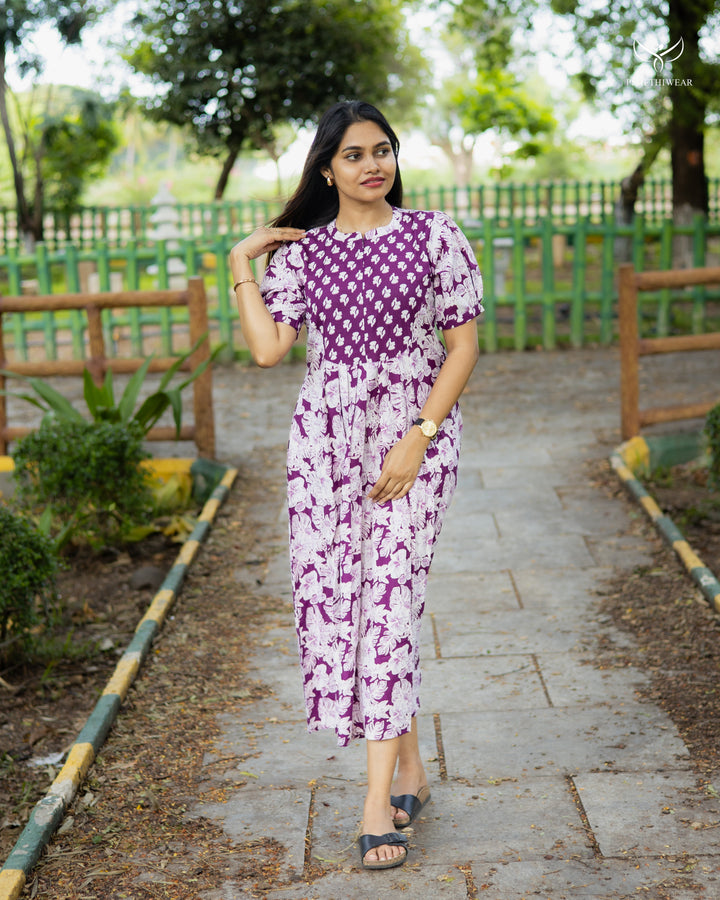 Rishitha Maternity Dress with Center Zip  (PREORDER-JULY16)