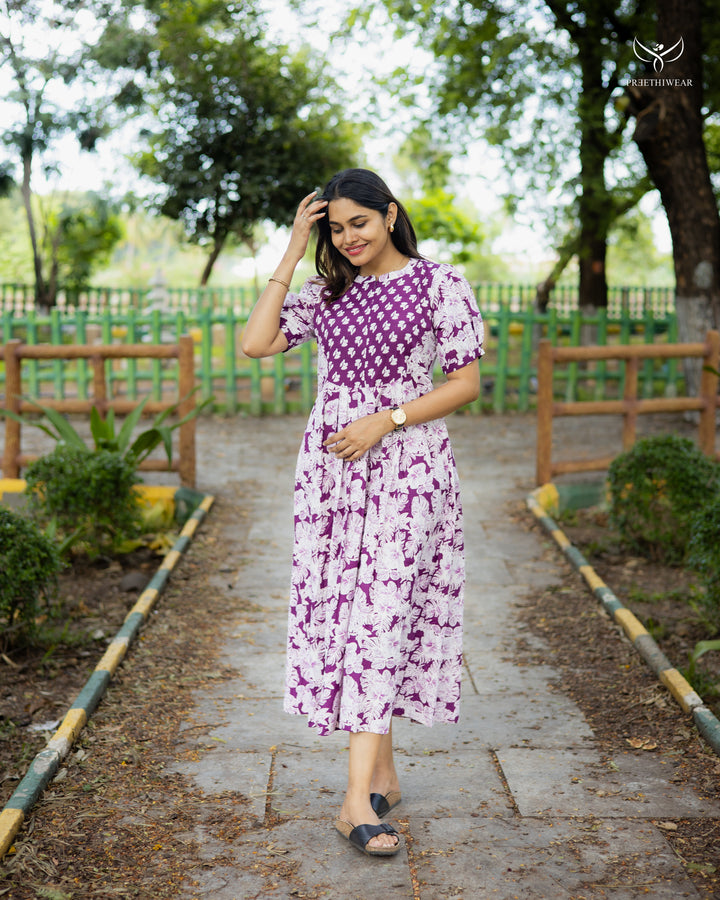 Rishitha Maternity Dress with Center Zip  (PREORDER-JULY16)