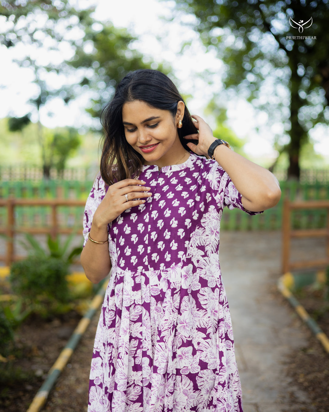 Rishitha Maternity Dress with Center Zip  (PREORDER-JULY16)