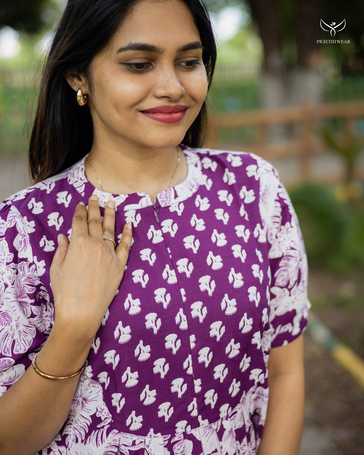 Rishitha Maternity Dress with Center Zip  (PREORDER-JULY16)