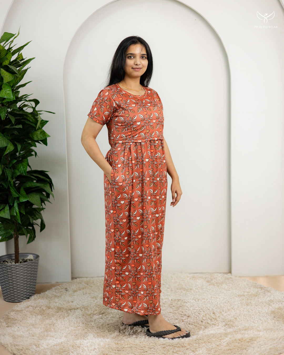 Abila1  PolyCotton Full Length Maternity Loungewear