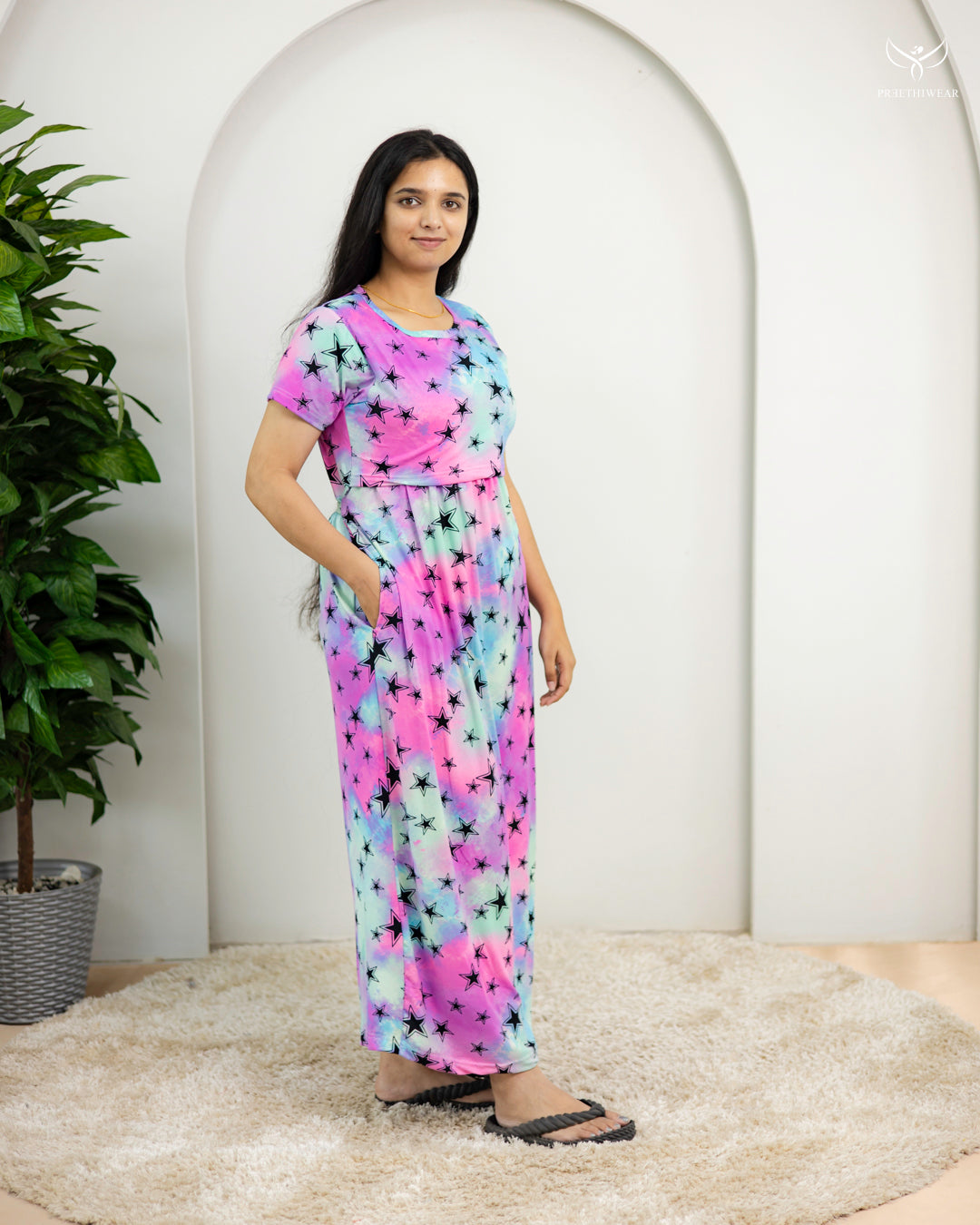 Yamuna1  Lightweight SoftCotton Full Length Maternity Loungewear