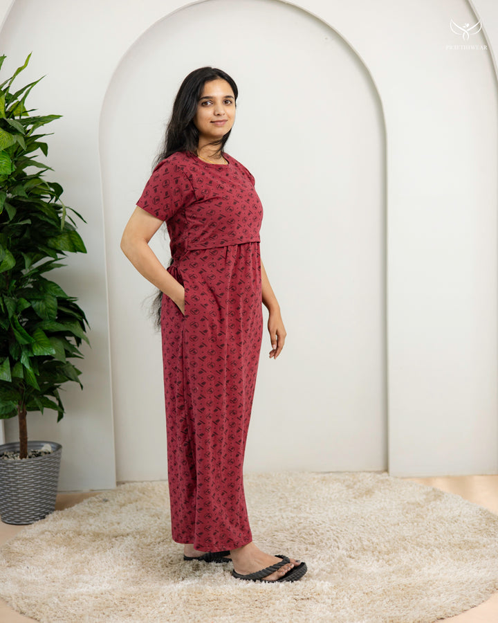 Keerthika SoftCotton Full Length Maternity Loungewear