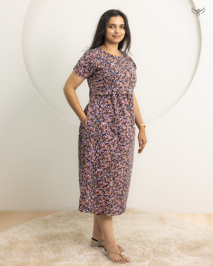 Alyra Thick Soft Cotton Calf Length Maternity Loungewear