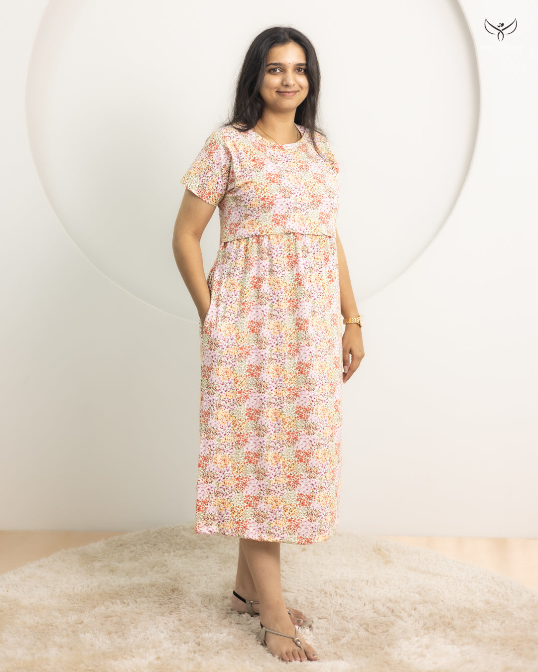 Kritvi Lightweight SoftCotton Calf Length Maternity Loungewear