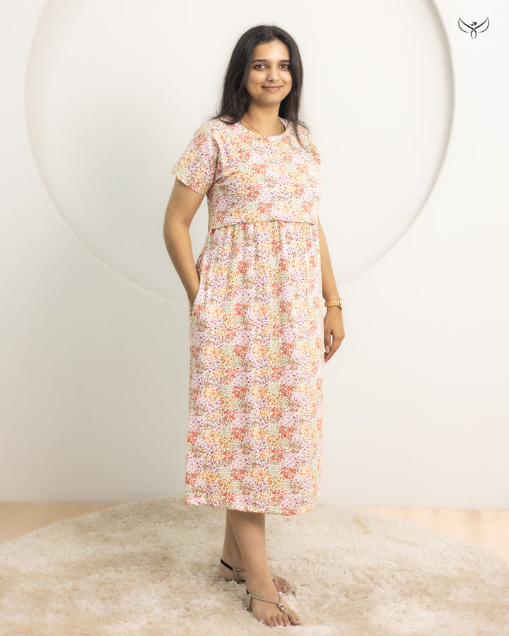 Kritvi Lightweight SoftCotton Calf Length Maternity Loungewear