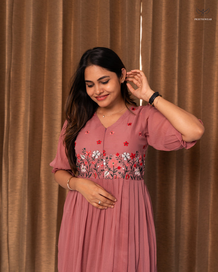 Suha3  Maternity Dress  with center Zip(PREORDER-OCT10)