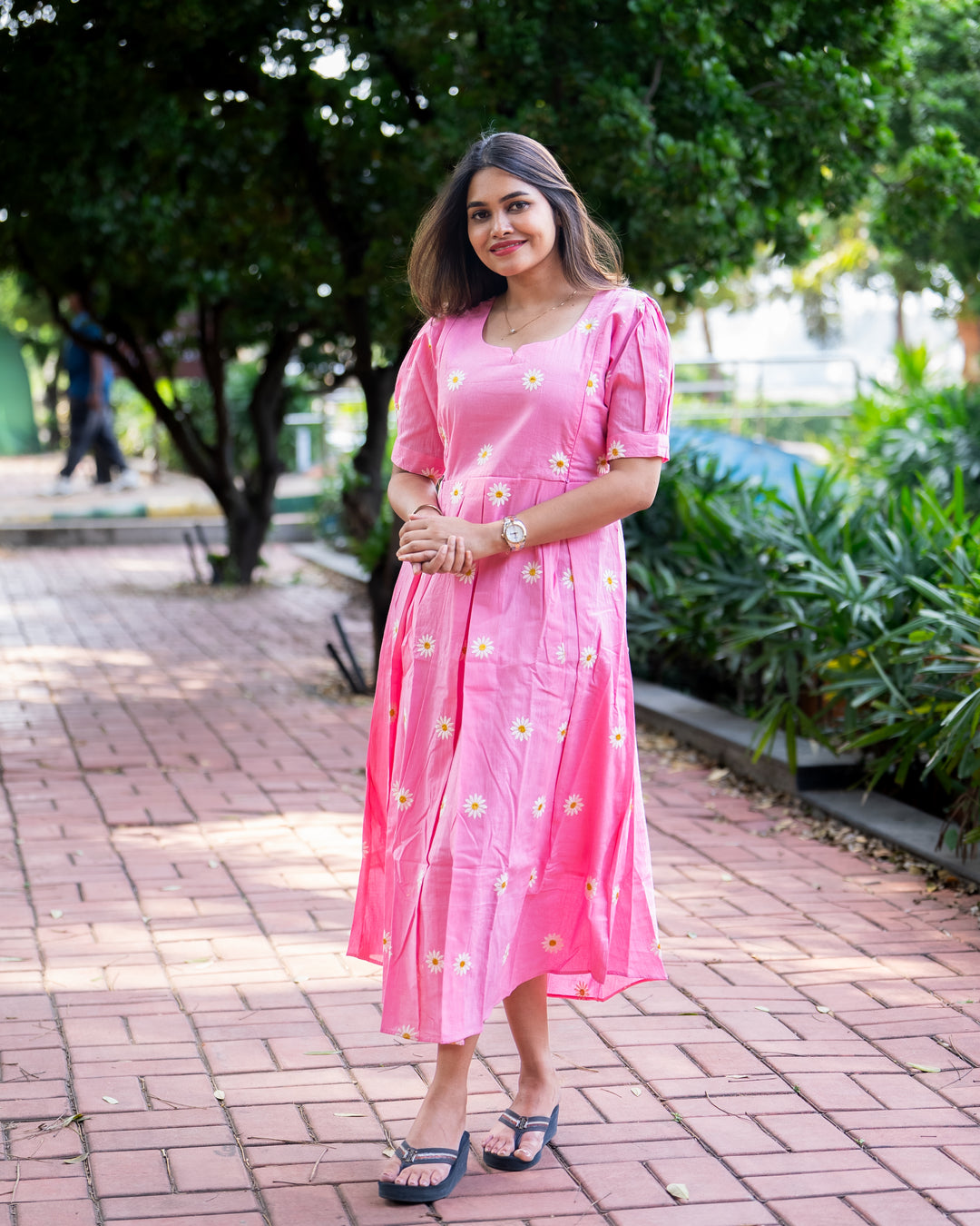 Pink-Daisy Maternity Kurthi