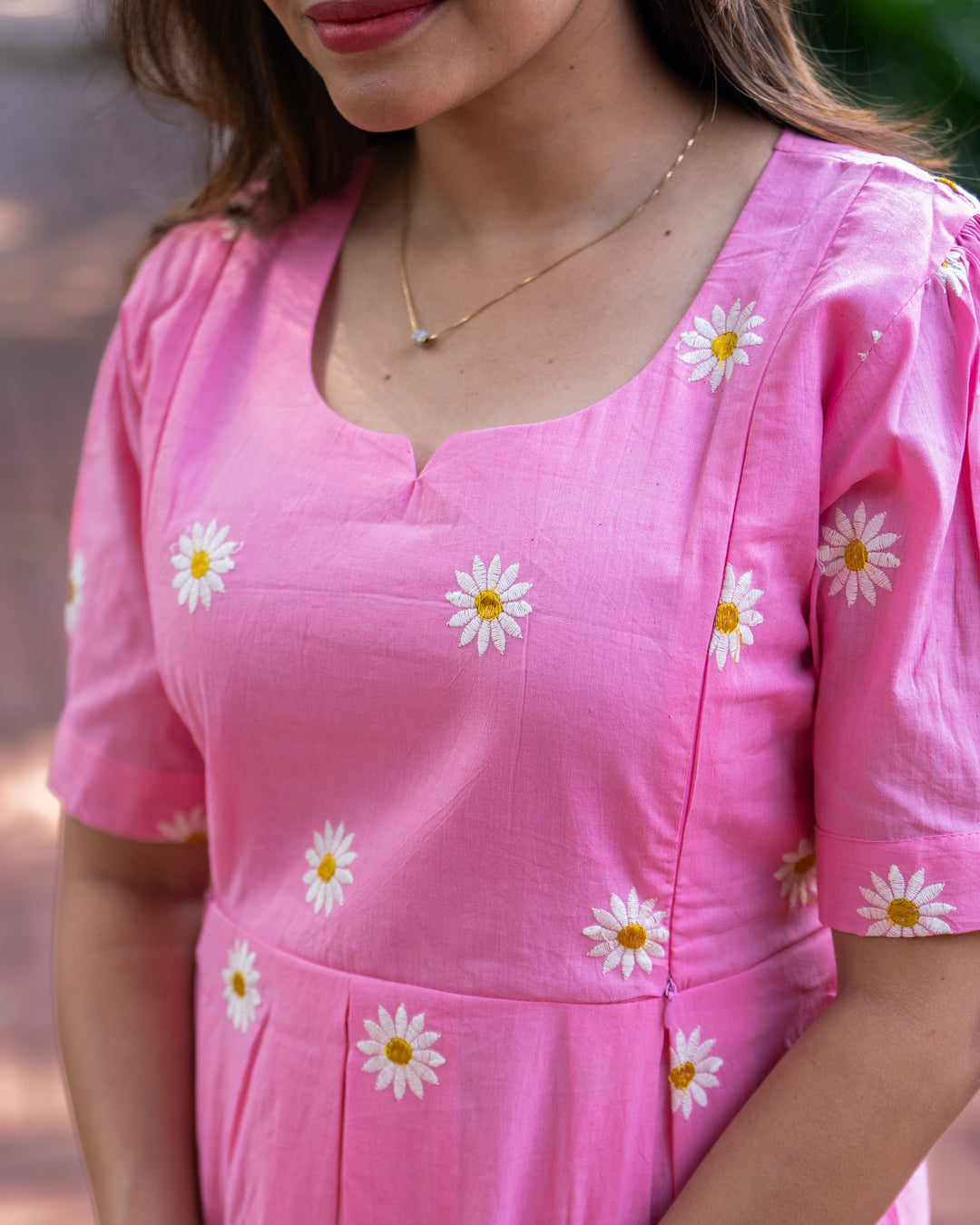 Pink-Daisy Maternity Kurthi