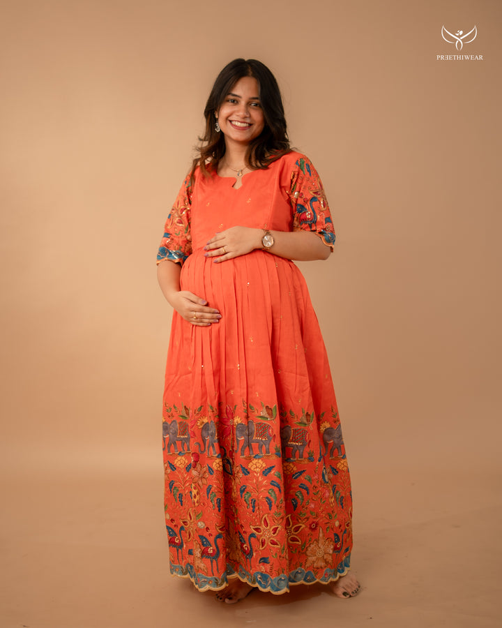 Florence Kalamkari Maternity Dress(PREORDER-SEP1)