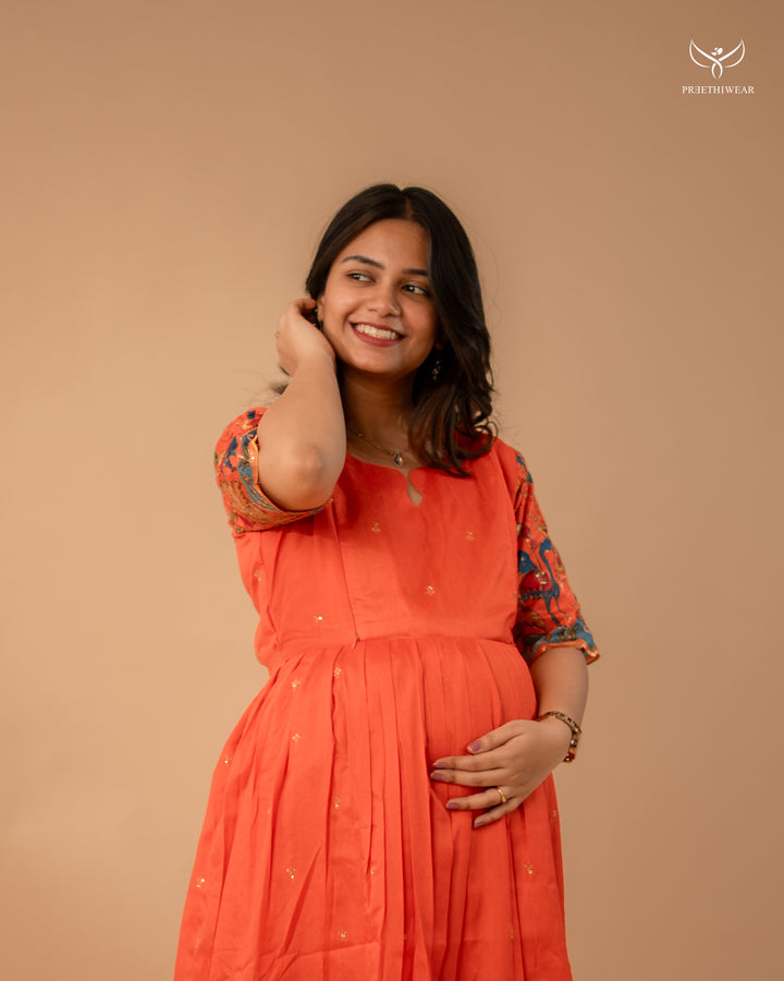 Florence Kalamkari Maternity Dress(PREORDER-SEP1)