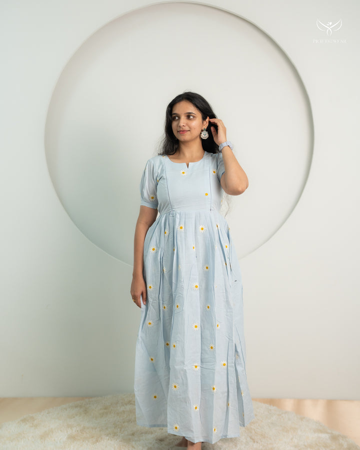 Blue Daisy Maternity Dress