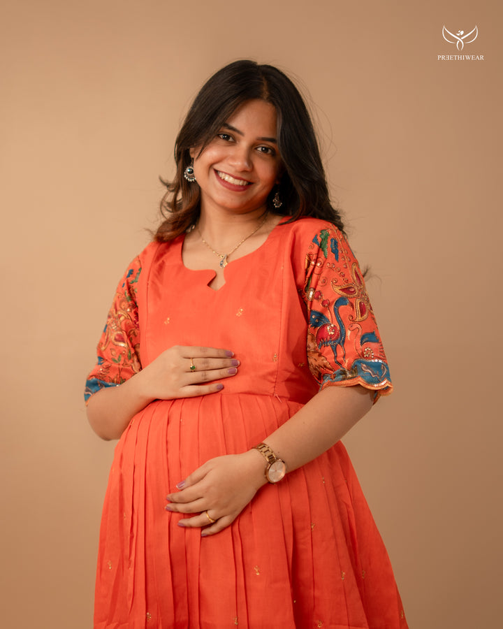 Florence Kalamkari Maternity Dress(PREORDER-SEP1)