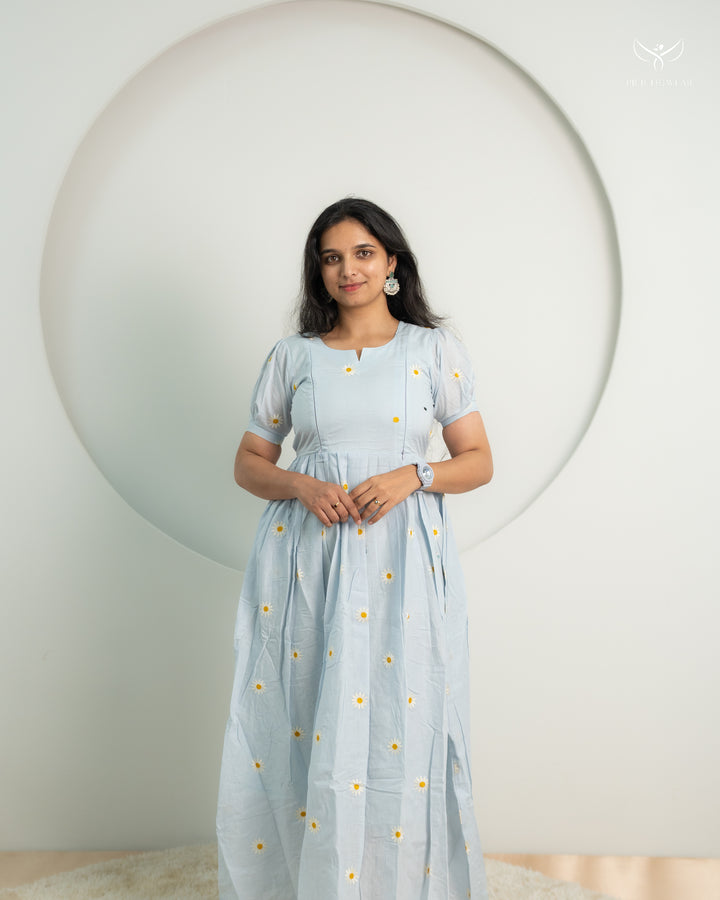 Blue Daisy Maternity Dress