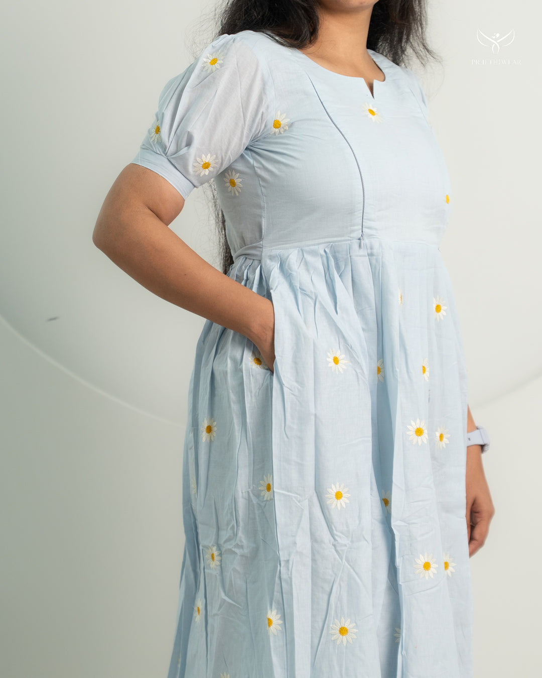 Blue Daisy Maternity Dress