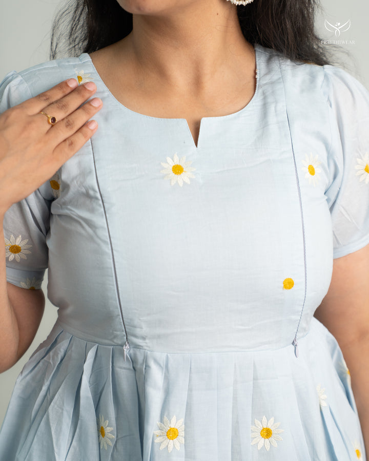 Blue Daisy Maternity Dress