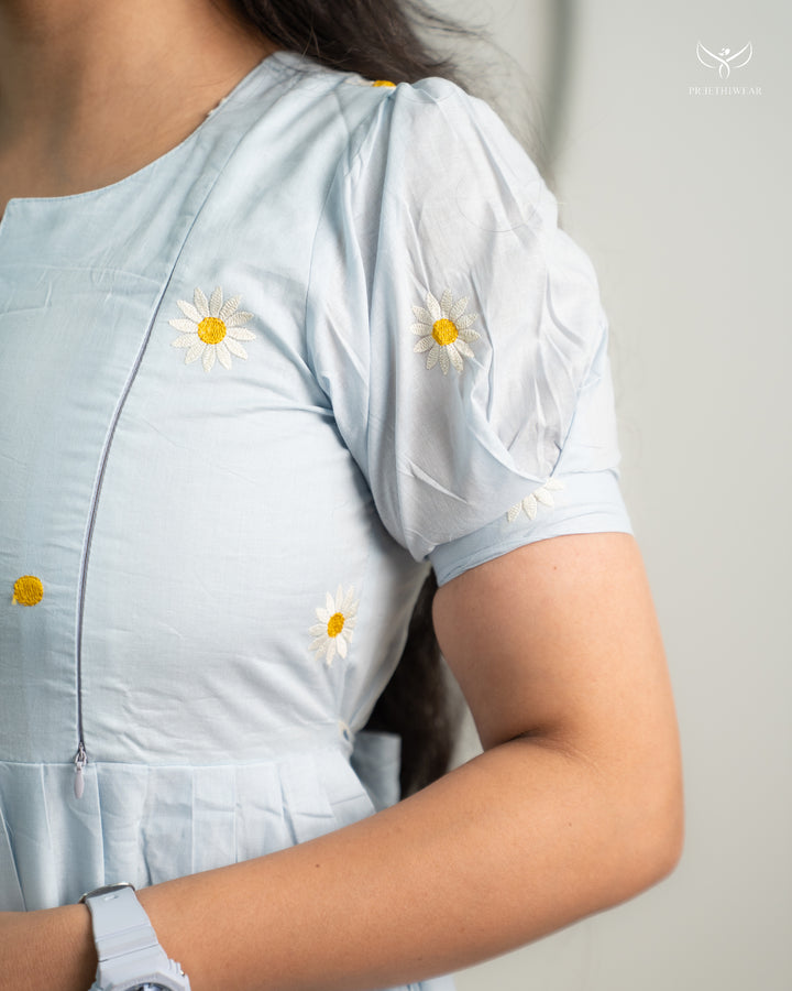 Blue Daisy Maternity Dress