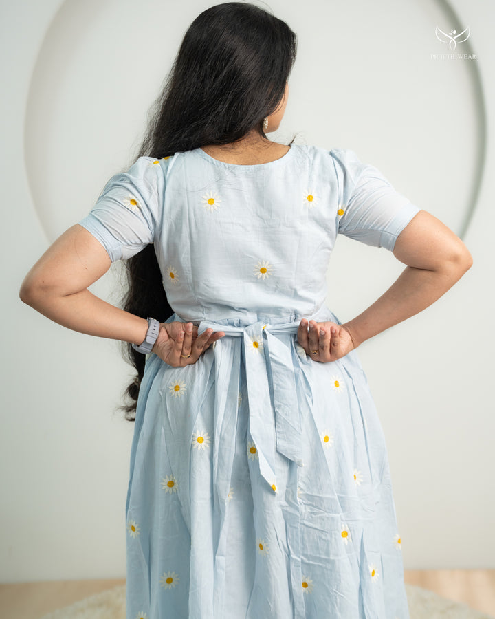 Blue Daisy Maternity Dress