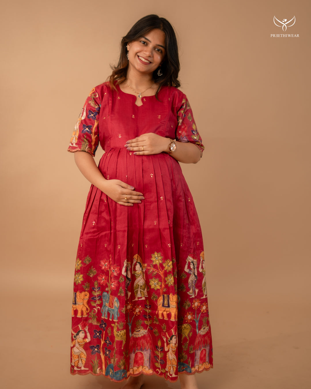 Felicia Kalamkari Maternity Dress(PREORDER-SEP1)