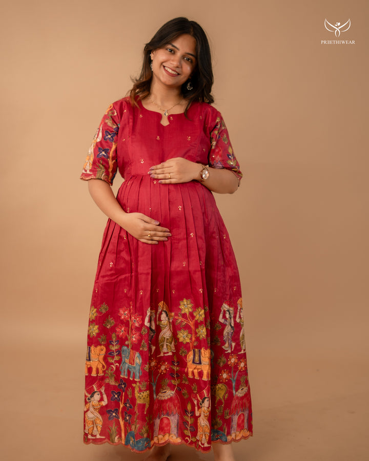 Felicia Kalamkari Maternity Dress(PREORDER-SEP1)