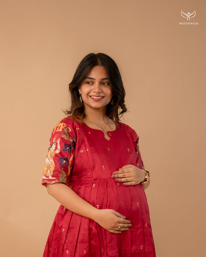Felicia Kalamkari Maternity Dress(PREORDER-SEP1)