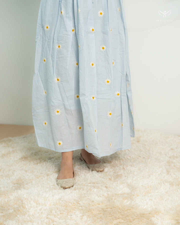 Blue Daisy Maternity Dress