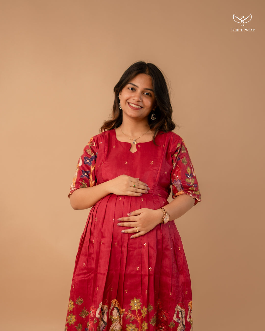 Felicia Kalamkari Maternity Dress(PREORDER-SEP1)