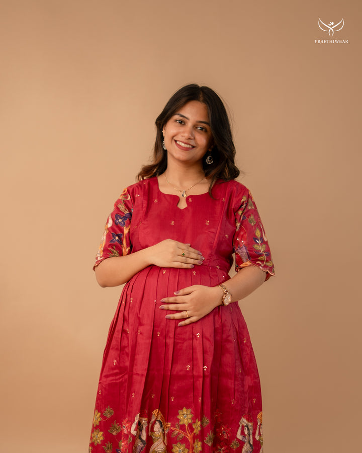 Felicia Kalamkari Maternity Dress(PREORDER-SEP1)