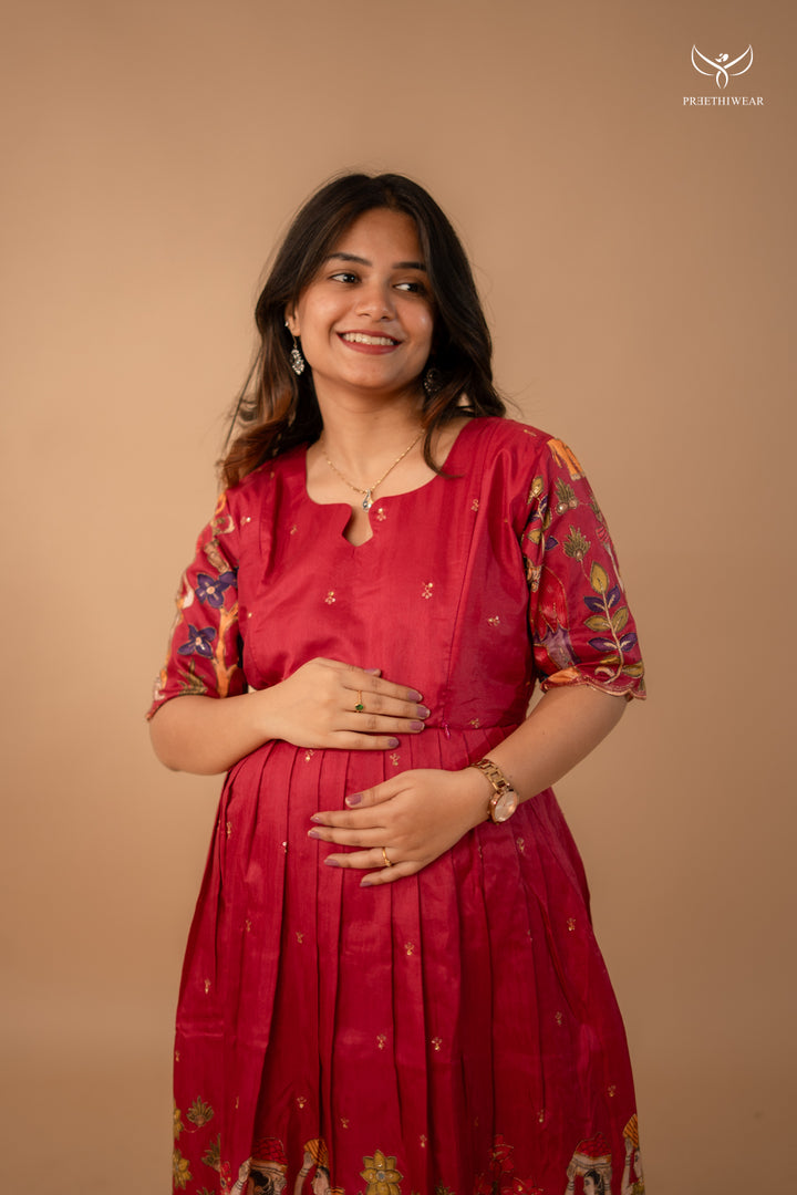 Felicia Kalamkari Maternity Dress(PREORDER-SEP1)