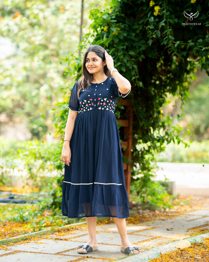 Saritha Maternity Dress  with center Button