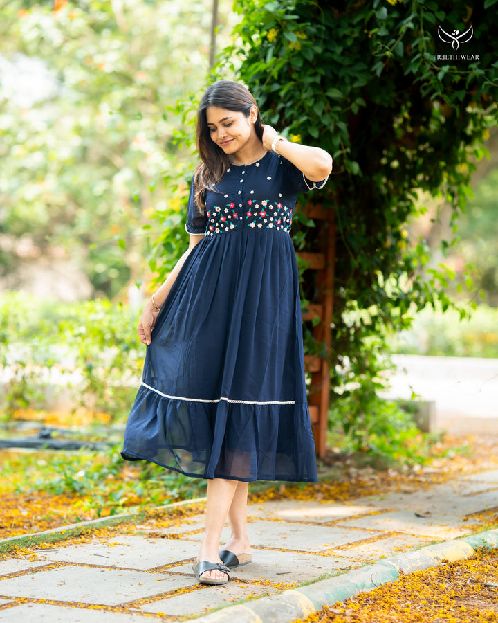 Saritha Maternity Dress  with center Button