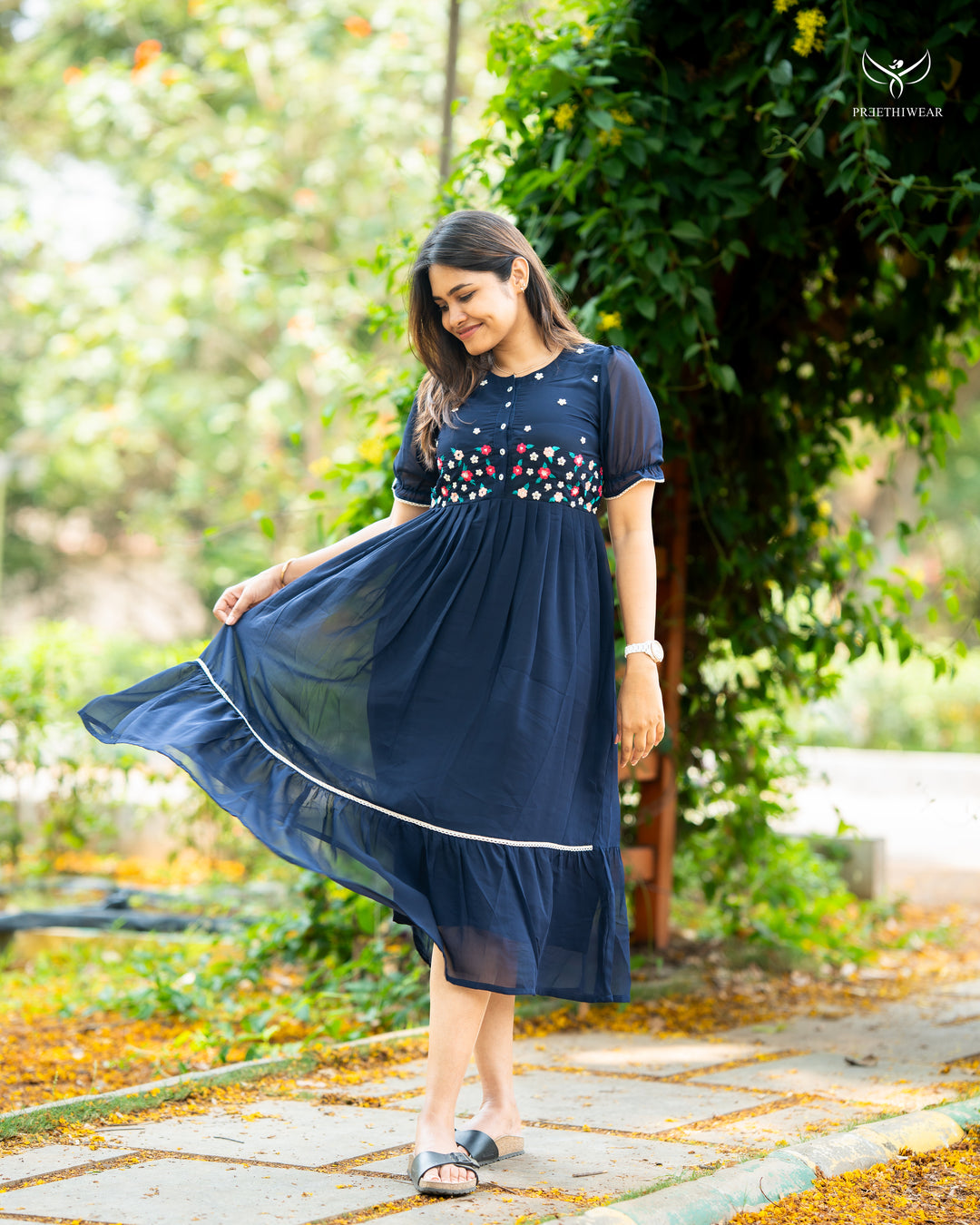 Saritha Maternity Dress  with center Button