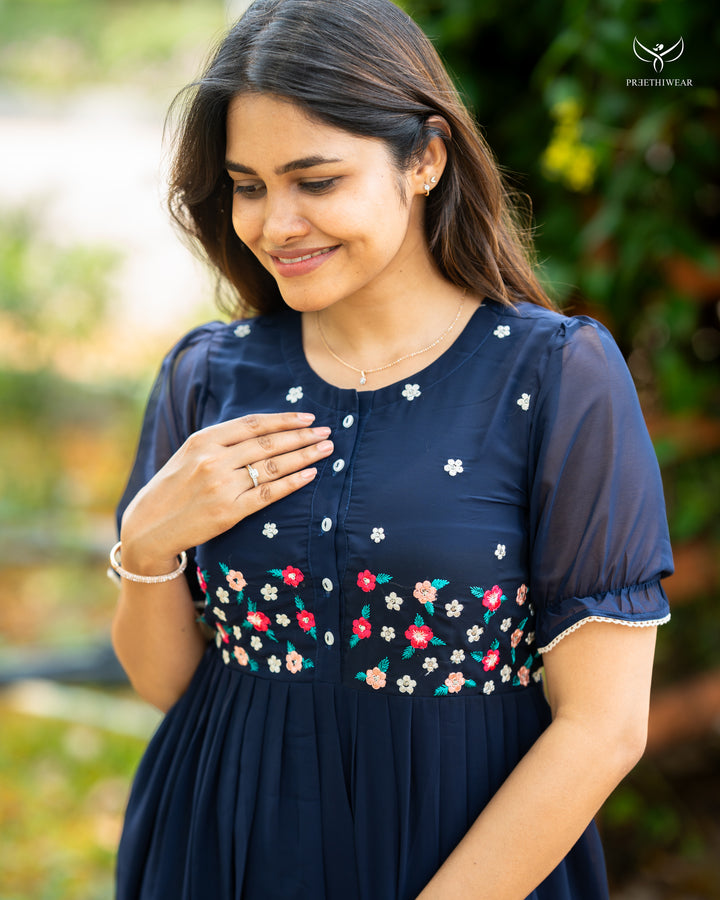 Saritha Maternity Dress  with center Button