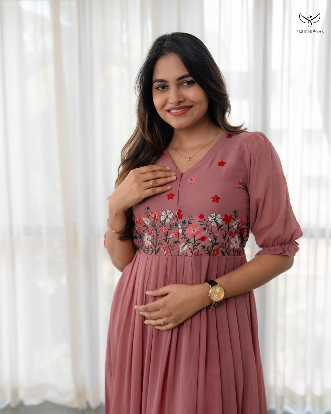 Suha3  Maternity Dress  with center Zip(PREORDER-SEP24)