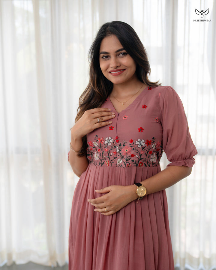 Suha3  Maternity Dress  with center Zip(PREORDER-SEP24)