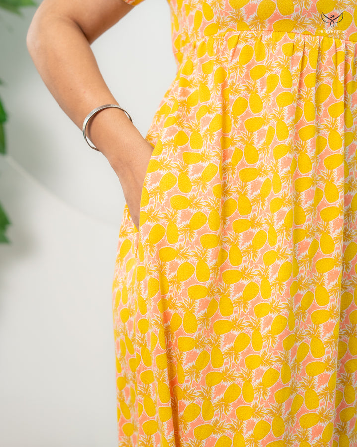 Pineapple2 SoftCotton Full Length  Maxi Loungewear