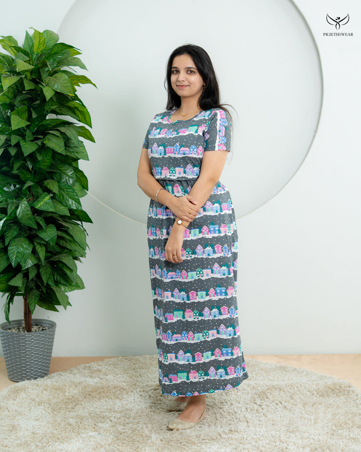 Praveena  Soft Cotton Full Length Maternity Loungewear