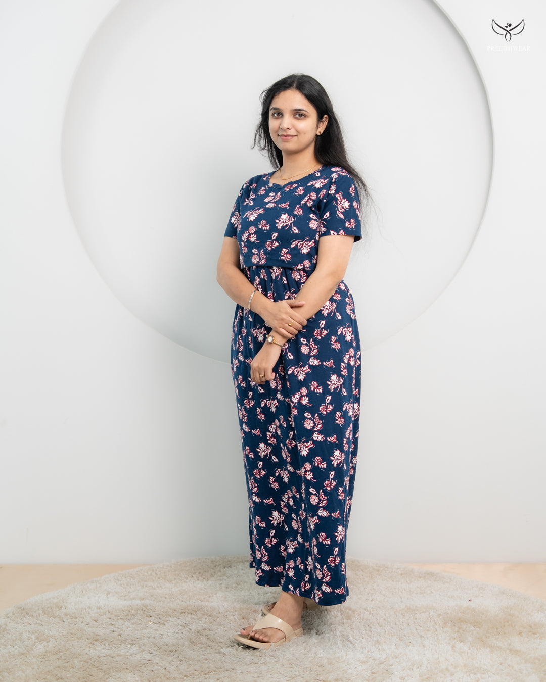 Thulasi  SoftCotton Full Length Maternity Loungewear
