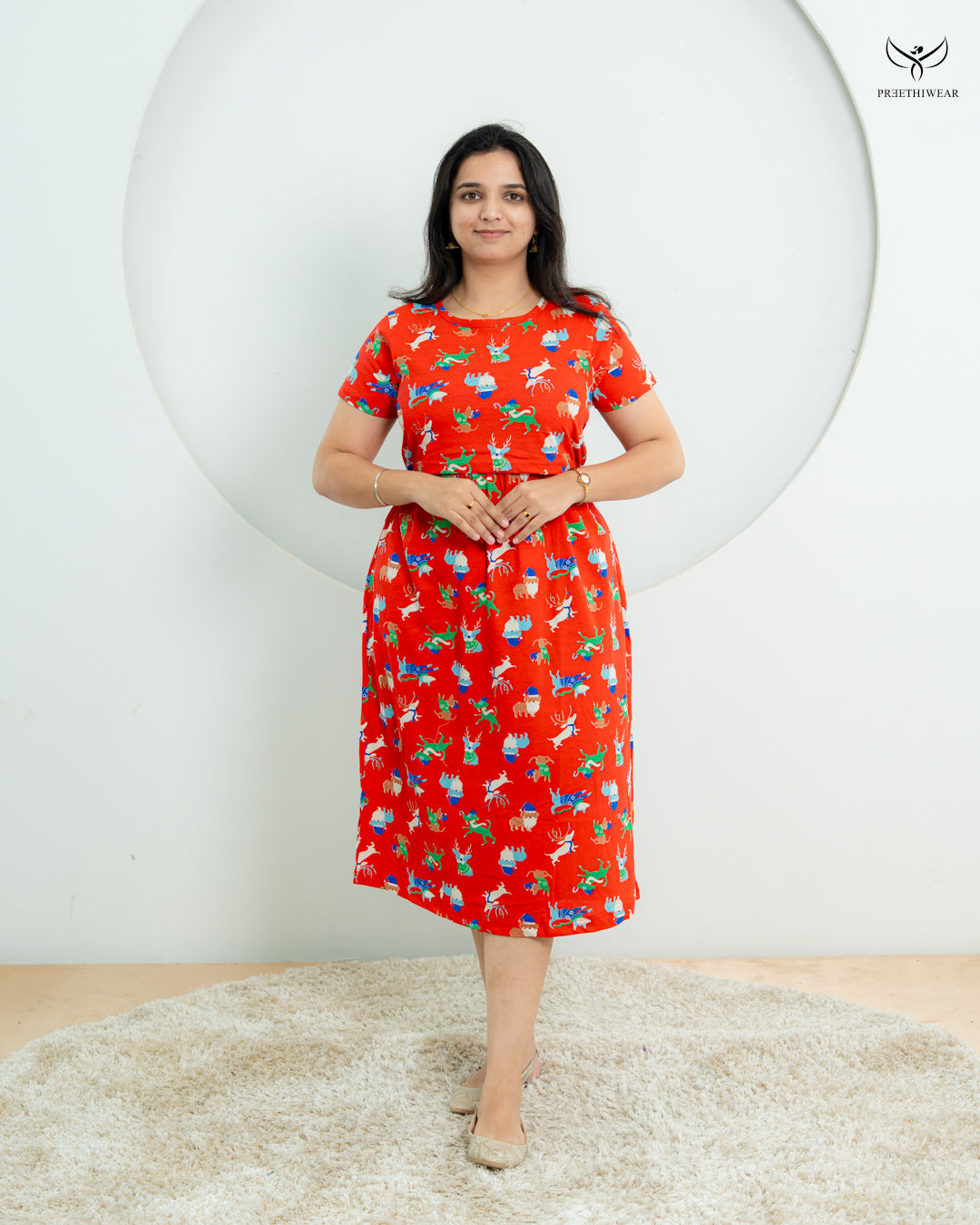 Rathi4  Soft Cotton Calf Length Maternity Loungewear