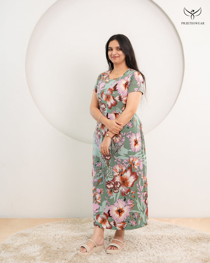 Rasha1 Soft Cotton Full Length Maternity Loungewear