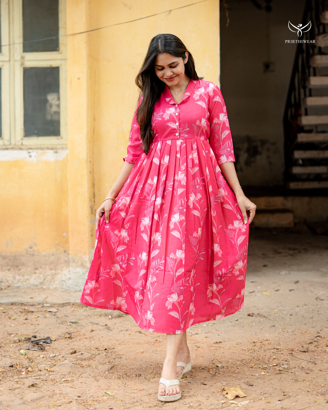 Anoop Maternity Dress with center Button