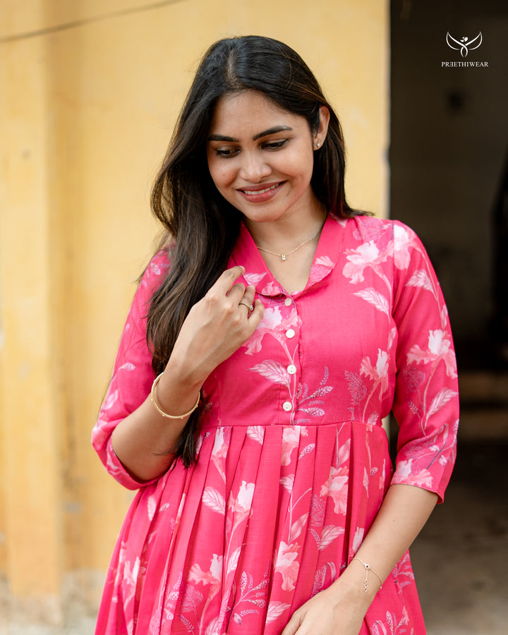 Anoop Maternity Dress with center Button