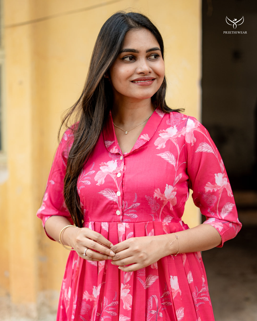 Anoop Maternity Dress with center Button