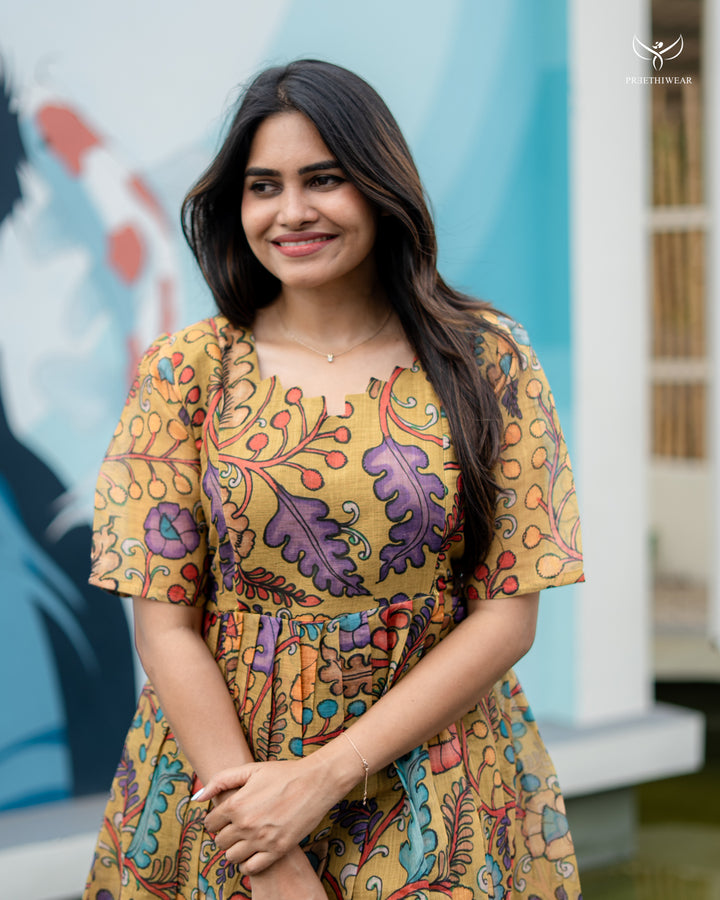 Ruba1 Kalamkari Maternity Dress